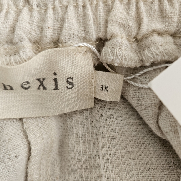 Ninexis Skirt 3X Plus Size Tiered Midi Green Cream Cotton & Linen Pockets NWT - Picture 4 of 12